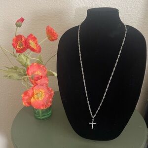 Silver Necklace & Cross Accent